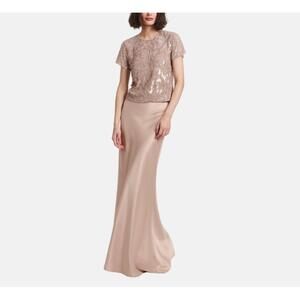 NEW EMILY SHALANT satin a-line maxi skirt in bisque